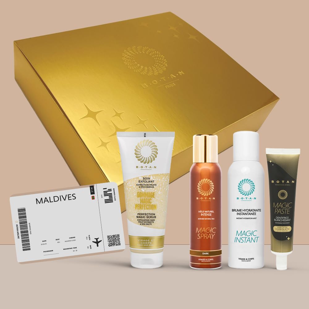 Zestaw upominkowy do pielęgnacji rytuału BOTAN - Malediwy specjalne - Intensywny spray do opalania, peeling i nawilżająca mgiełka - naturalna rutyna cery 98% naturalnego pochodzenia