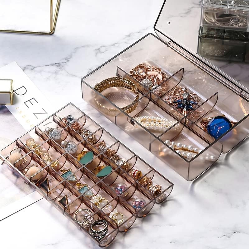 Image of Mini Jewellery Travel Case, Acrylic Jewellery Organizer Box, Small Portable Storage Holder for Rings Earrings Necklaces, Pack of 1