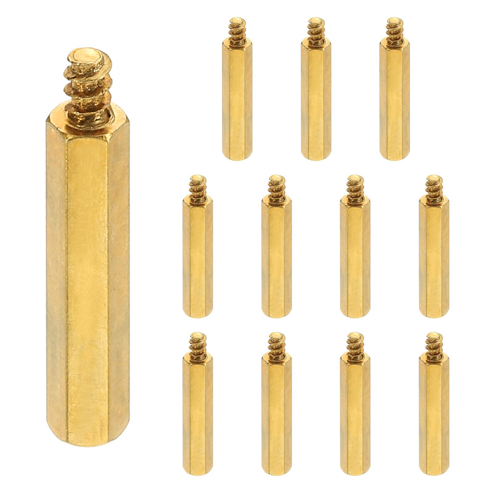 PATIKIL 12pcs M4 Male to Female Self-Tapping Hex Standoffs Spacers Pillars, M4 30+6mm Brass Motherboard Standoffs Copper