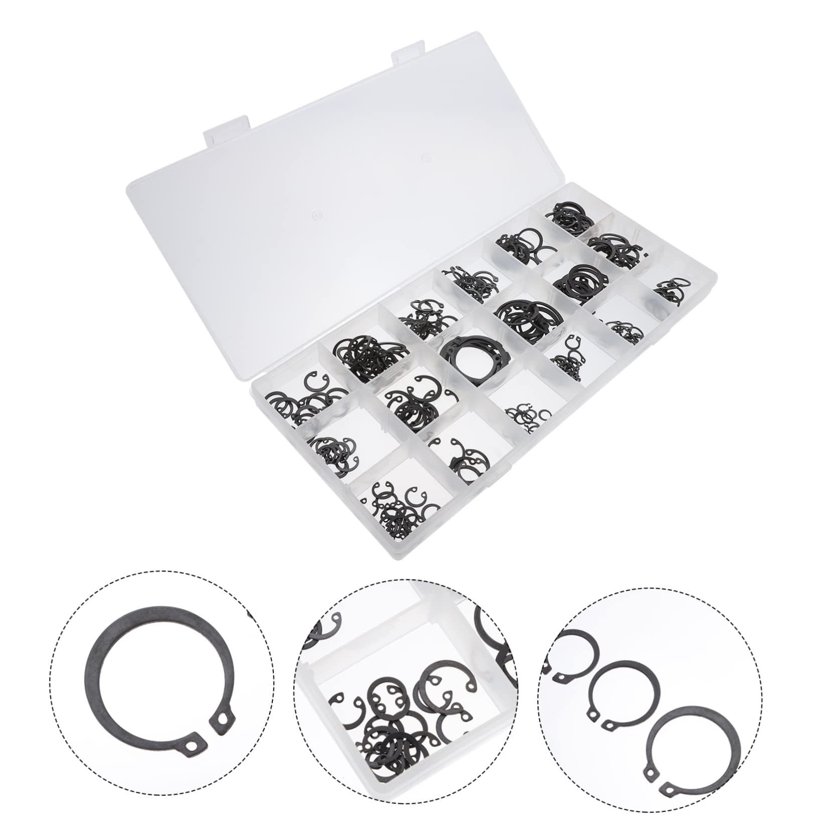 Alipis 1Set Snap Retaining Ring Carbon Steel Circlip Assortment for Shaft Locking Collision Washers Smooth Surface for Home Shop Use
