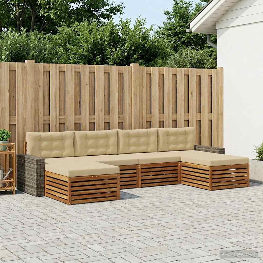 Modulares Gartenmöbel-Set, 6-teilig, Akazie, massiv