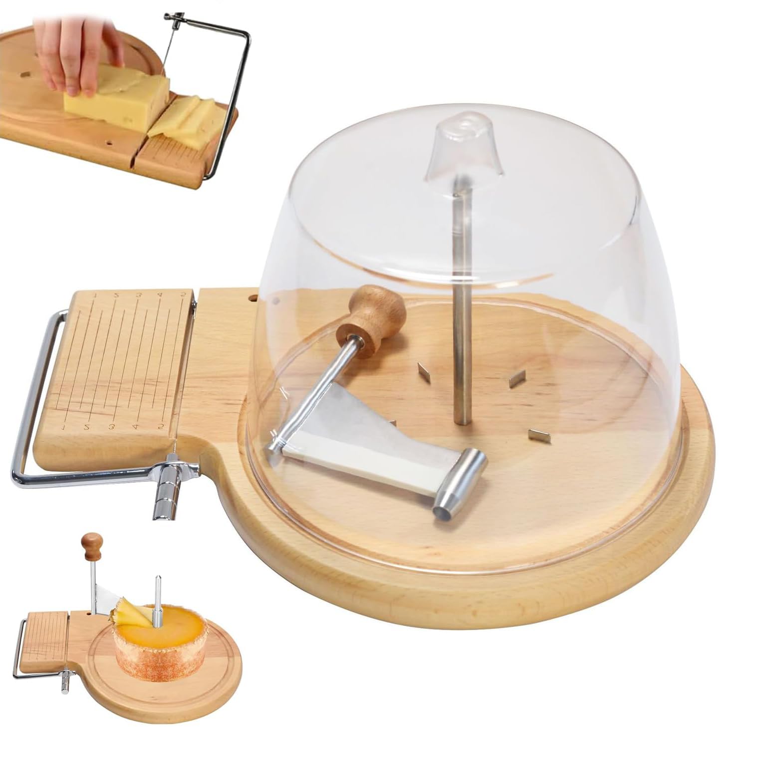 Käse-Lockenwickler mit Edelstahl-Rasierer, rotierender Hobel mit Draht & Gitterlinien, Schneidebrett für Zuhause, Restaurant, Café, Bäckerei