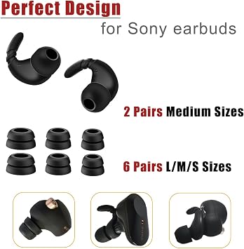 Anti-Slip Double Flange Ear Tips for Sony Earbuds Replacement Ear Hooks