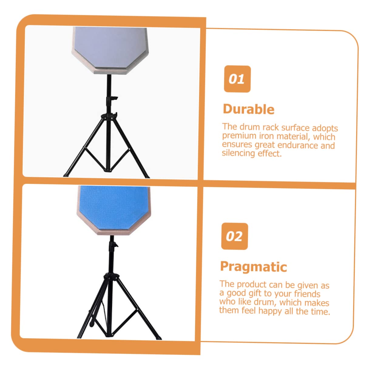 VANZACK 1Set Tripod Music Instrument Holder Lightweight Portable Dumb Drum Storage Rack with Durable Metal Stand for Practice and Performance