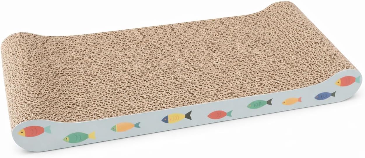 Arranhador para Gato em Papelão Resistente 49cm x 22,4cm x 7,5cm – Brinquedo Interativo Anti-Estresse para Gatos, Protetor de Sofás e Móveis com Design Confortável