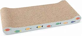 Arranhador para Gato em Papelão Resistente 49cm x 22,4cm x 7,5cm – Brinquedo Interativo Anti-Estresse para Gatos, Protetor de Sofás e Móveis com Design Confortável