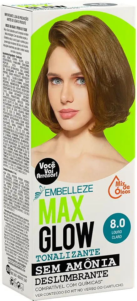 Embelleze Tonalizante Vegano Max Glow Individual Louro Claro Deslumbrante 8.0