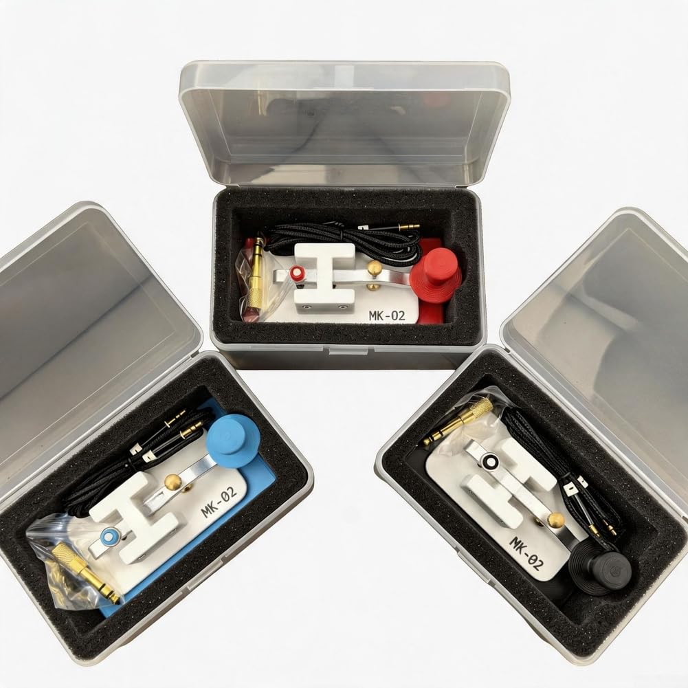 Paleta doble para radio aficionada, cuerpo ligero de ABS con marco de aleación, entrenador portátil compacto para operaciones de radio QRP de 14 x 7,5 cm (azul)