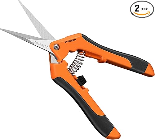 VIVOSUN 2-Pack 6.5 Inch Gardening Scissors Hand Pruner Pruning Shear with Straight Stainless Steel Blades Orange