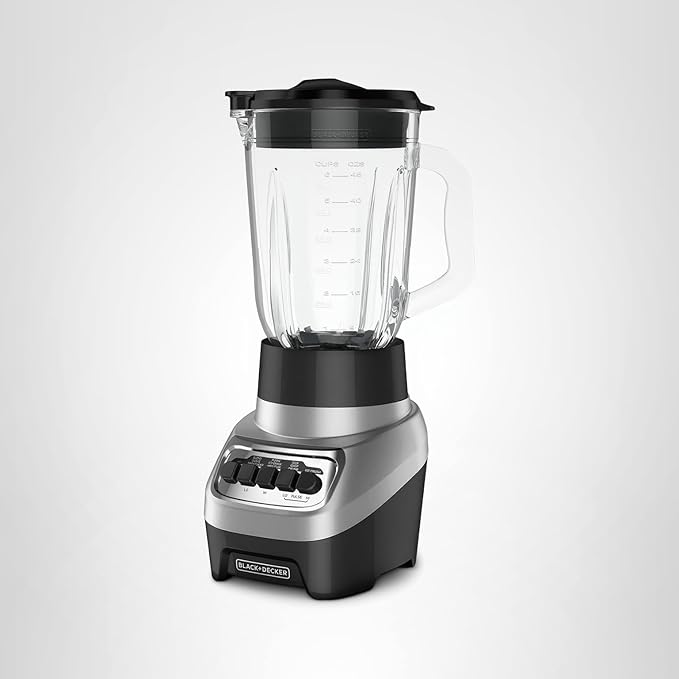 BLACK+DECKER PowerCrush Multi-Function Blender with 6-Cup Glass Jar, 4 Speed Settings, Silver