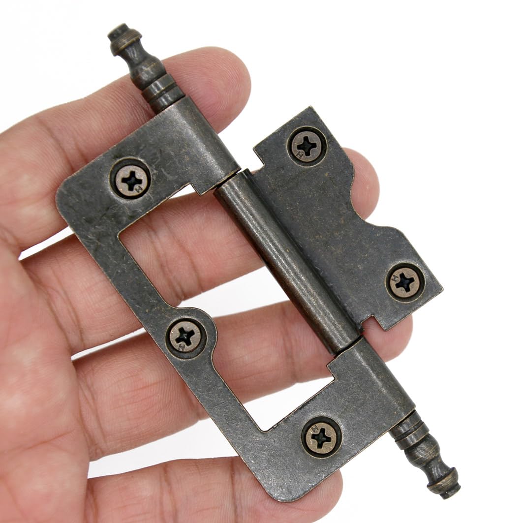 4 cerniere in bronzo antico con asse allungato, cerniere in stile vintage per scatole di legno, porte, armadietti, lunghezza piastra di 76 mm, dimensioni grandi