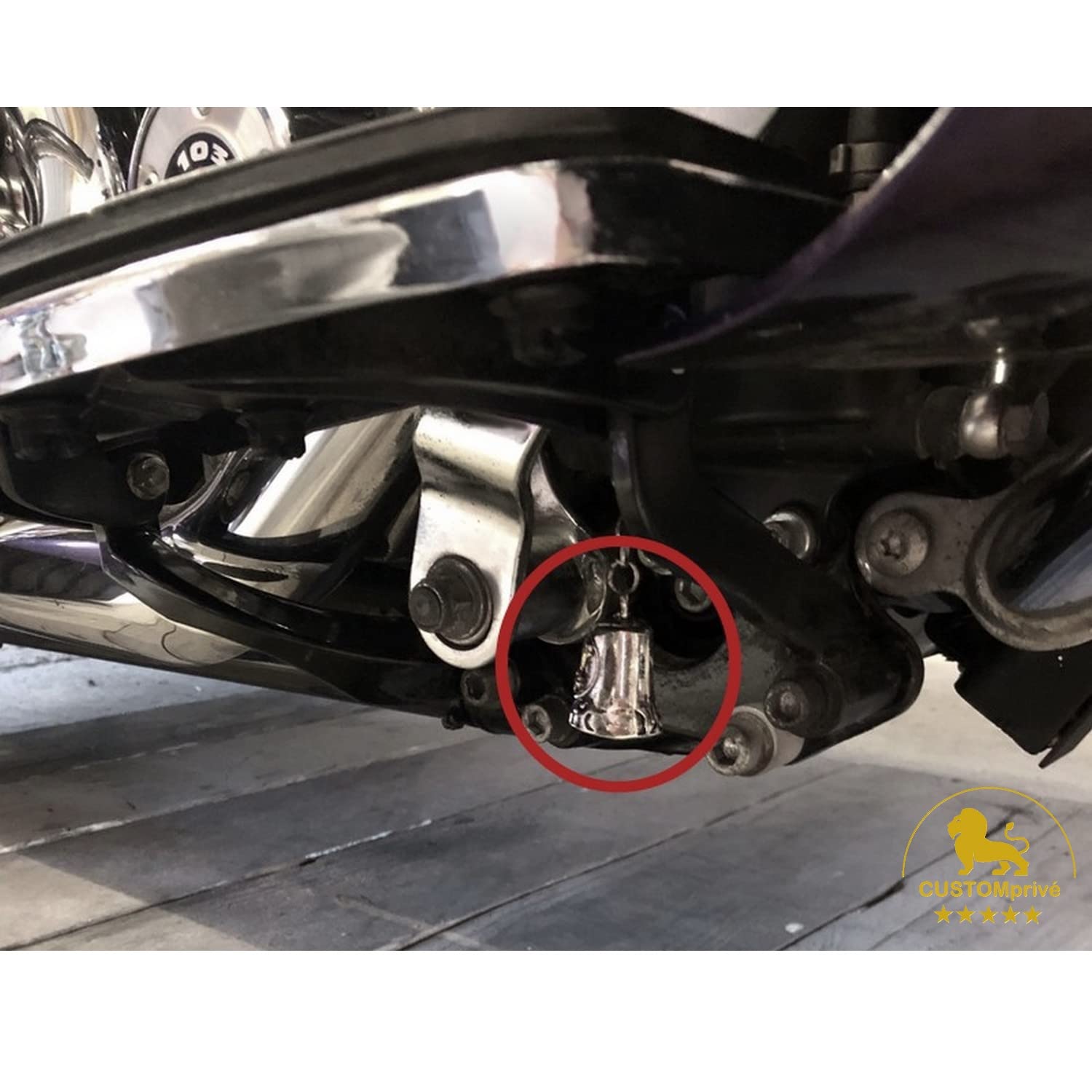 CUSTOMprivé Campanella Moto Donna Lady Rider con Rosa Portafortuna per Motociclista Biker Triker, Finitura Cromo e Dorato, Amuleto campana guardian bell gremlin