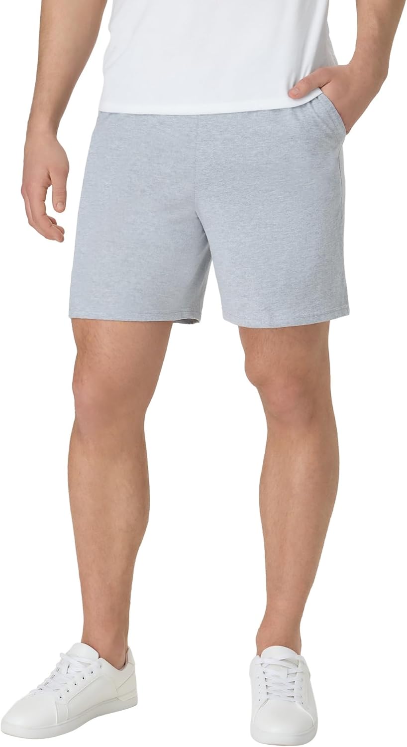 Hanes Men's Originals Cotton Pockets, Pull-on Jersey Gym Shorts, 7"