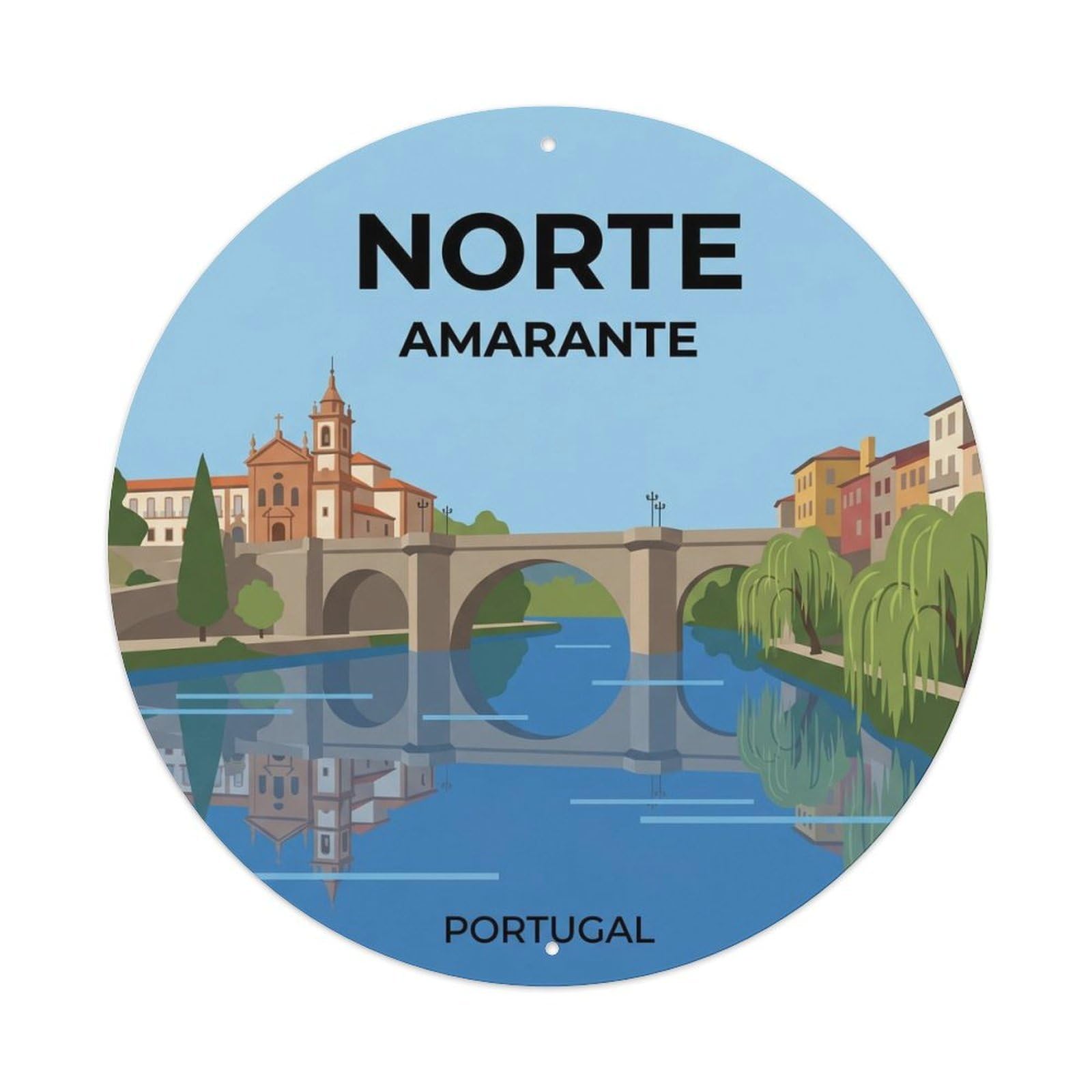 Olhnbad Style Portugal Norte Amarante Bridge Portuguese Heritage Metal Tin Sign
