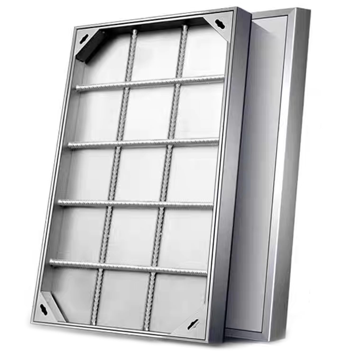 GDMDPTE Rectangular Manhole Cover And Frame, Recessed 304 Stainless Steel Septic Tank Cover, Heavy Duty Metal Inspection Lid For Basement, Garden, Driveway(40x55cm)