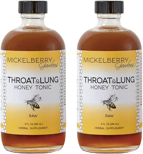 Tónico de miel de garganta y pulmón, jarabe de bienestar, apoyo inmunológico natural, 8 onzas (paquete de 2)