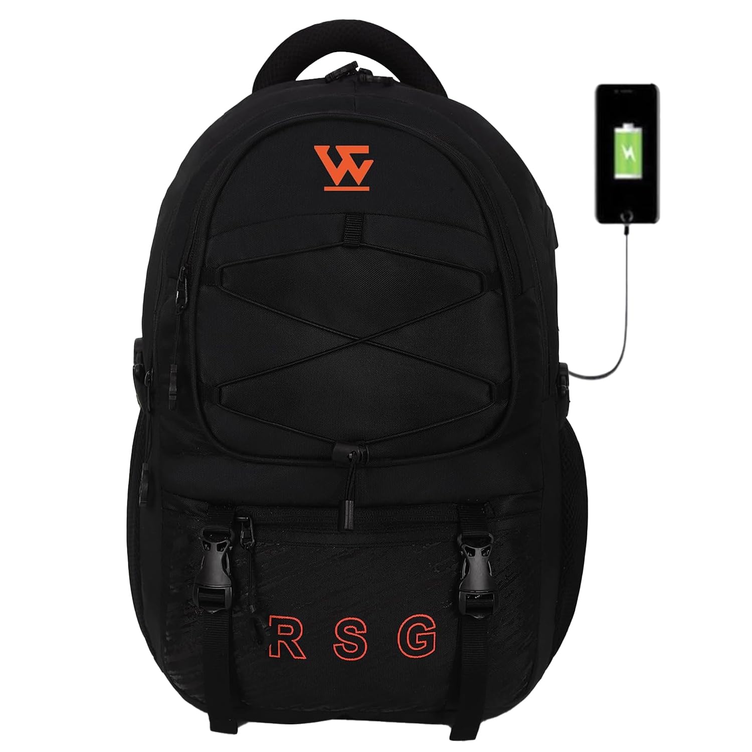WHITECRAFT 48L Smart Laptop Backpack With USB Port |Inside 16inch Laptop Sleeve with USB Charging Port| Water Resistant & Lightweight Backpack, College Bag/Tuition/Travelling/School Bag - Orange (B0CPBXXG9G) Amazon Price History, Amazon Price Tracker