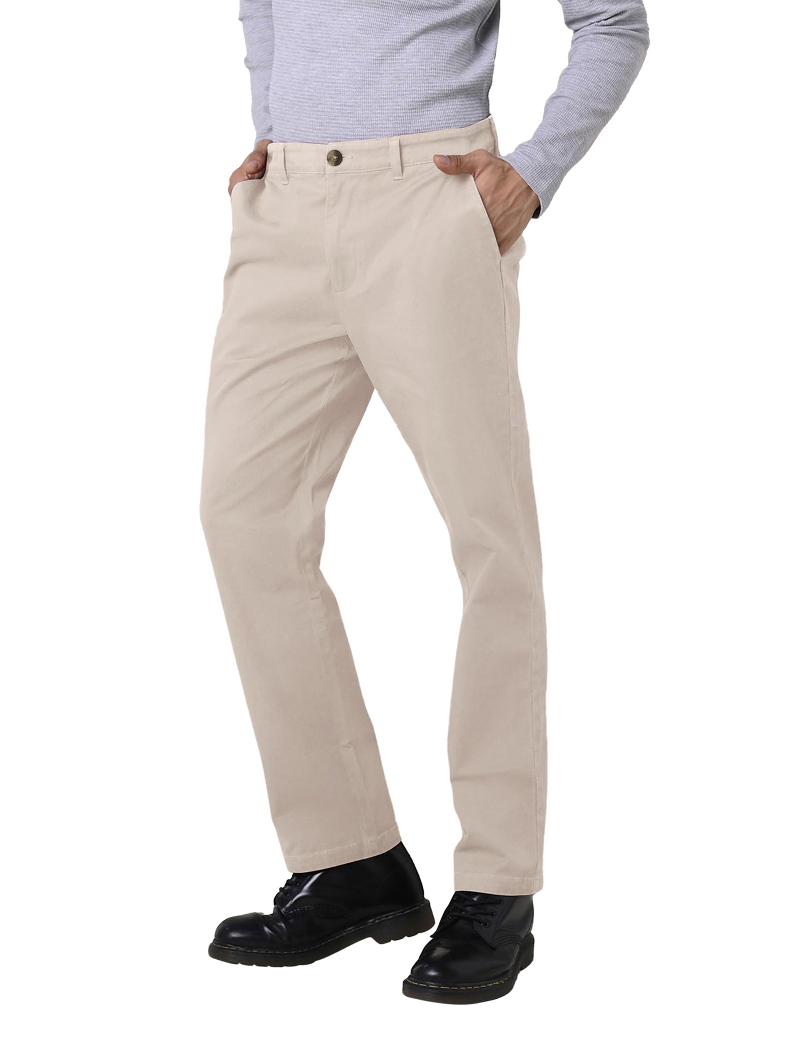 Enorsia Men's Pink Beige Regular Fit Twill Chinos - Uk 32