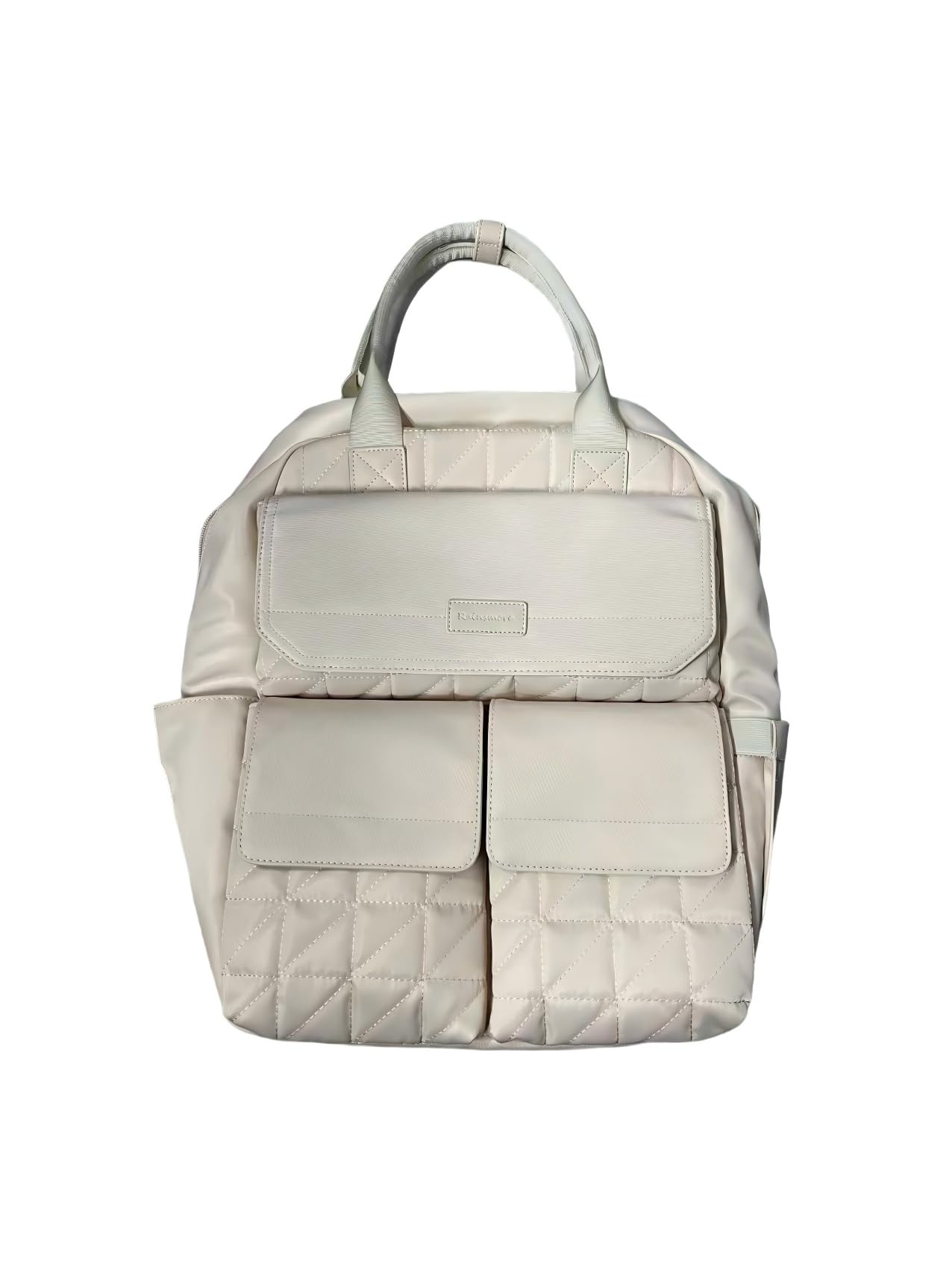 RAINSMORE Zaino impermeabile per pannolini con borsa fasciatoio multitasche per la mamma, Beige, L, Casual