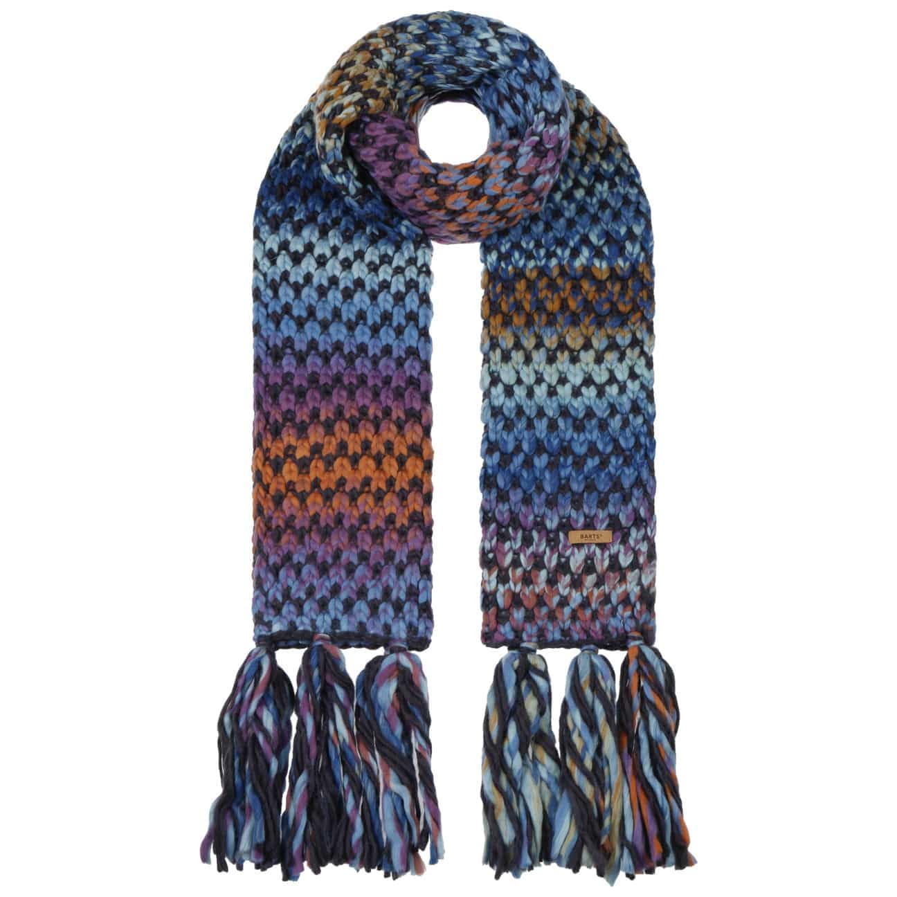 Barts Nicole Schal Winterschal Damenschal Damen - Streifenschal Strickschal mit Fransen Winter Herbst-Winter - One Size blau