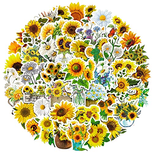 Sunflower Stickers (50 PCS) - Gift for Kids & Adults, Waterproof for Bottles & More, Vinyl Stickers for Scrapbook, Skateboard, Bike, Phone