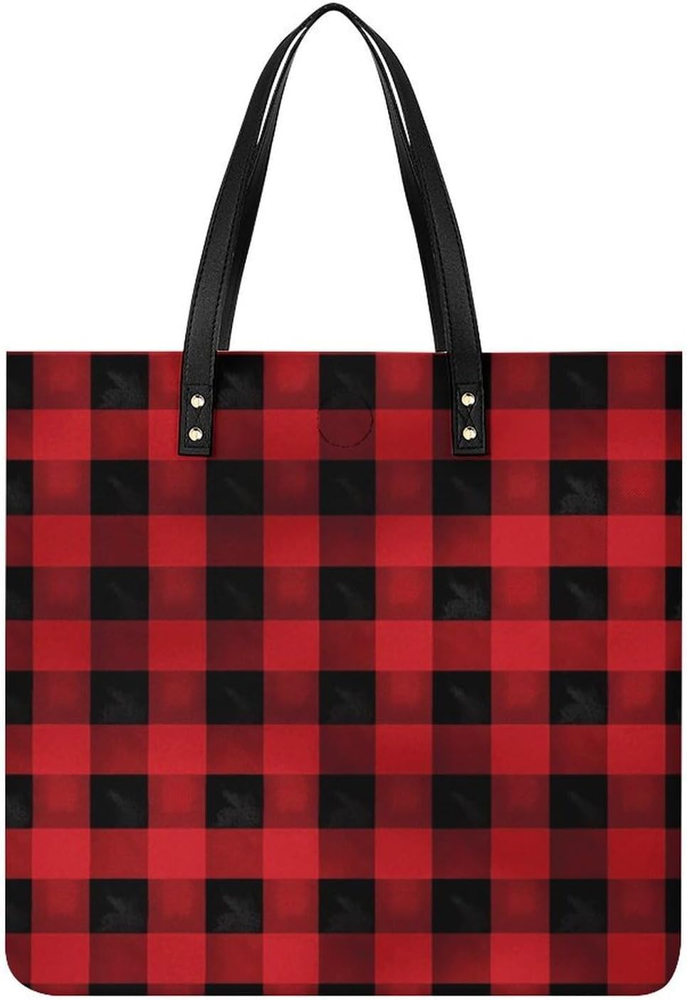 Red Black Buffalo Check Plaid Pattern Tote Bag with Magnetic Buckle Reusable Grocery Bags Lightweight Cross Body Handbag for Daily Essentials