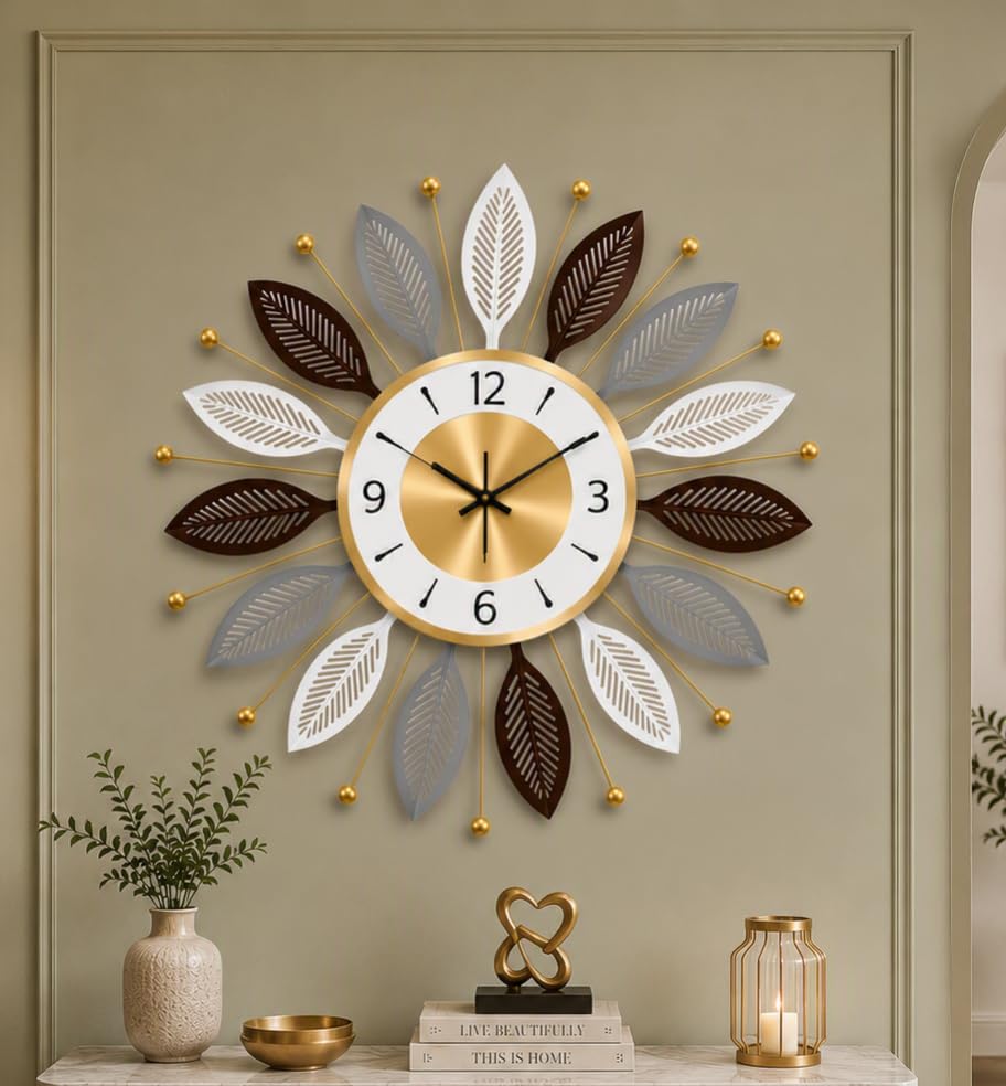 URBAN INSPIRATIONS Modern Metal Wall Clock 52cm White - Image 3
