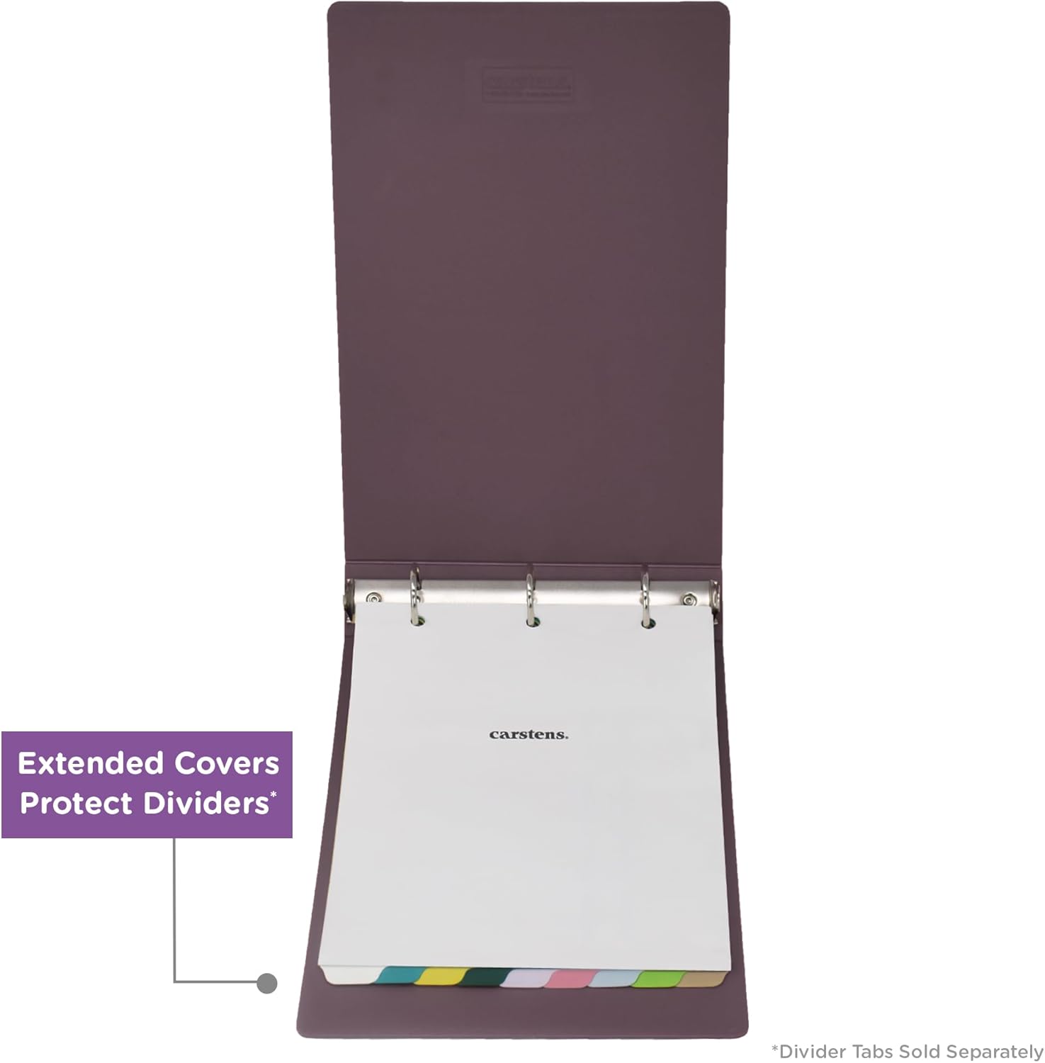 Carstens 2-Inch Heavy Duty 3-Ring Binder - Top Opening, Plum, Durable Plastic, No-Gap Rings, Waterproof Cover, No Pockets, Holds 300 US Letter Sheets, BPA-Free, Made in USA (5873-3R), Case of 16