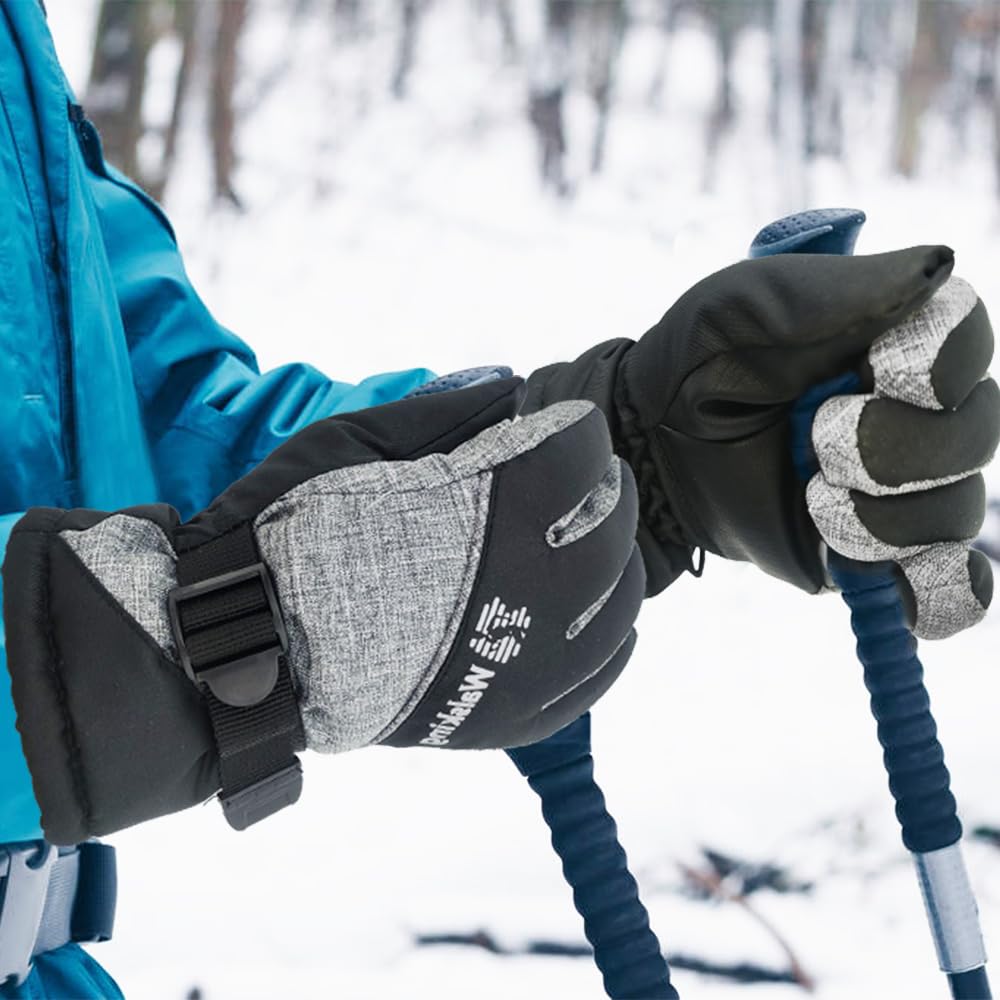Guantes de invierno para nieve y esquí de 3M Thinsulate impermeables para clima frío y jóvenes para esquí, snowboard, para niños y niñas - negro - M/9-12 años