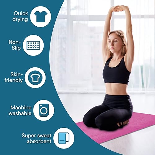 Miniatura 2 de Toallas de yoga, toalla antideslizante para esterilla de yoga caliente con puntos de agarre, manta de yoga de microfibra suave súper absorbente para