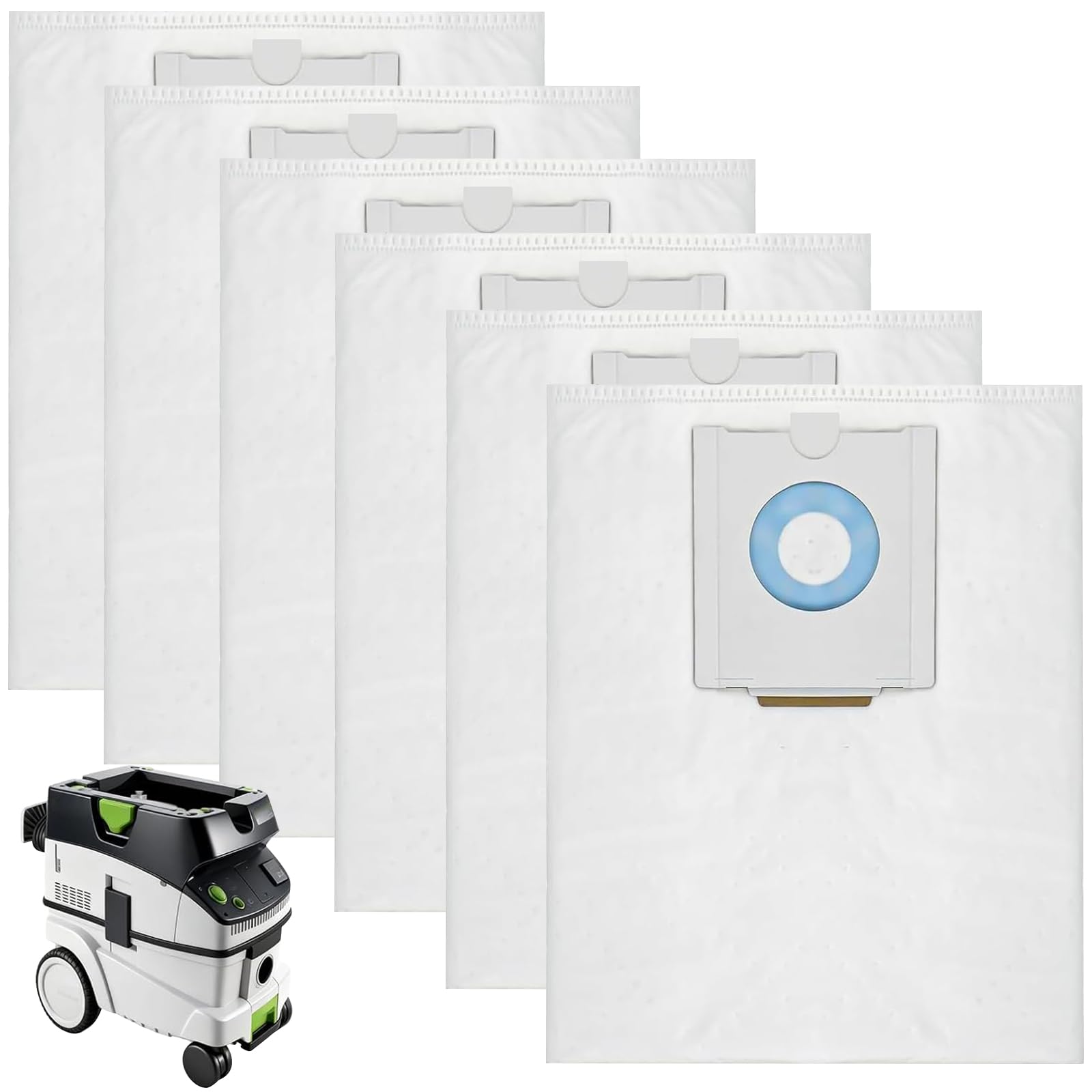 6 sacchetti per aspirapolvere per Festool CT 36/CTM 36 E/CTL 36 E, ricambi SELFCLEAN per Festool 496186, sacchetti filtranti di grande capacità, ricambio per aspirapolvere, SC FIS-CT 36