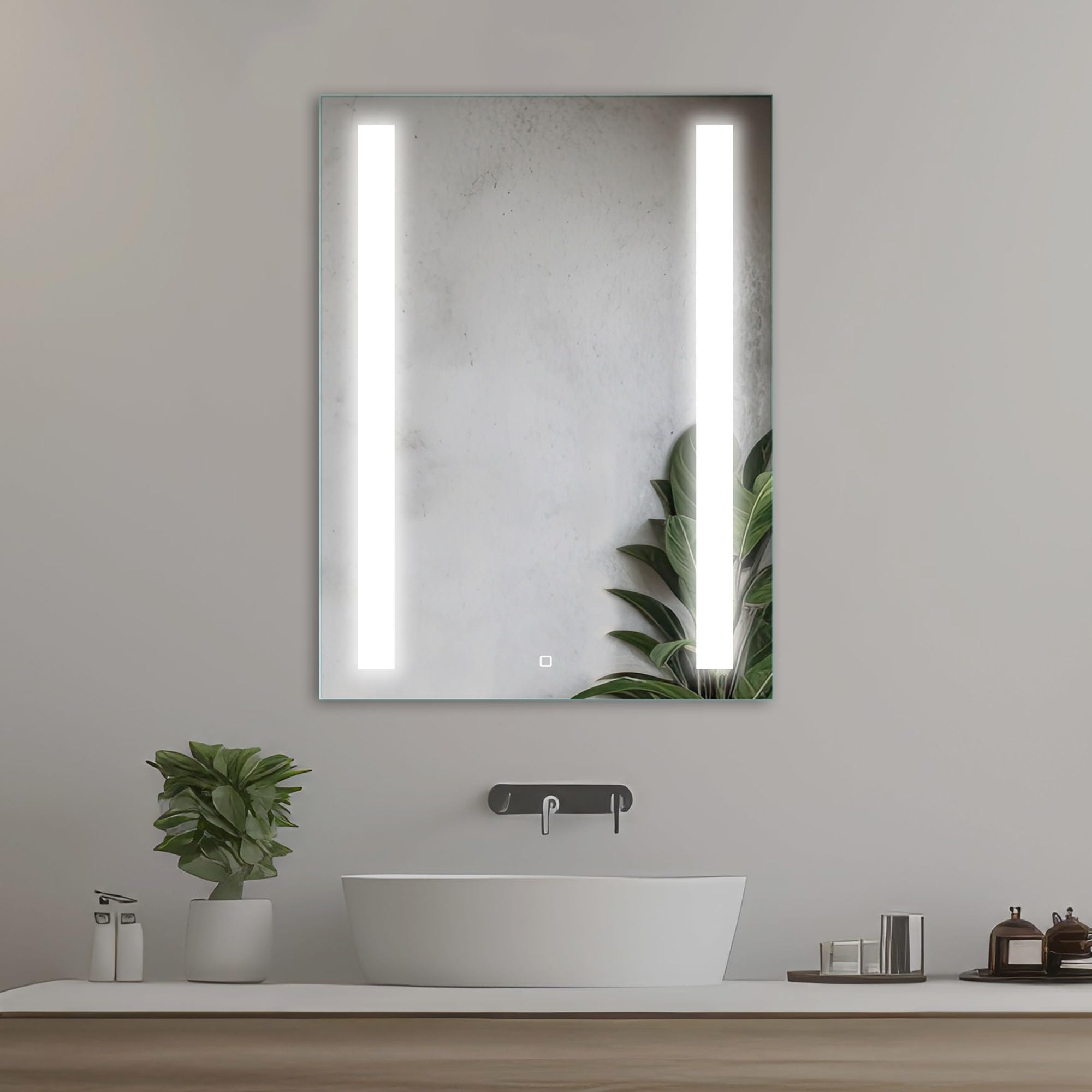 Specchio retroilluminato per bagno illuminato a LED dal design unico Specchio per trucco senza cornice a parete con luci, specchio cosmetico a LED illuminato
