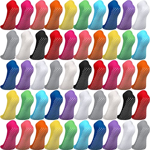 Hercicy 39 Pairs Non Slip Skid Socks with Colorful Non Slip Ankle Socks for Men Women's Sports Yogapilates
