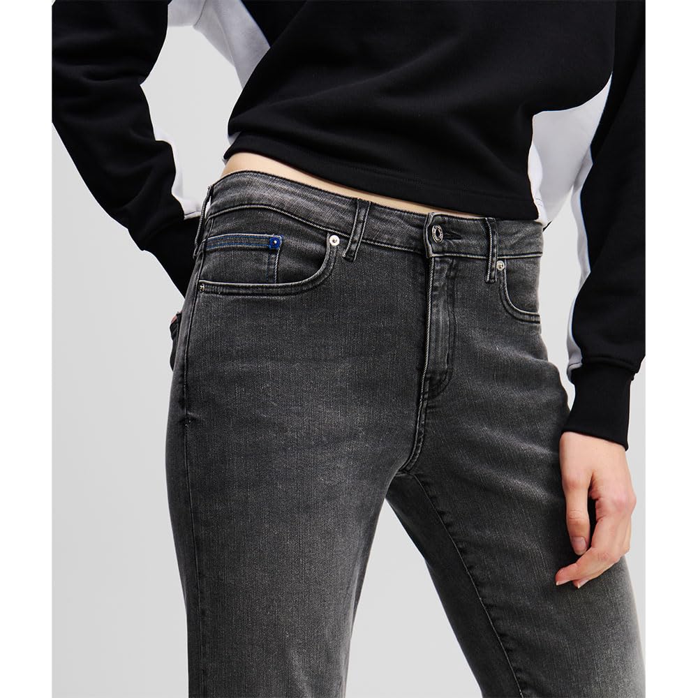 Karl Lagerfeld Jeans, Damskie, Średni Stan, Wąskie Spodnie Denim, Wąska Nogawka
