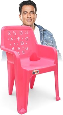 FURNITURE Joy Baby Chair for Kids, in Gloss Pattern for Kids, Nursery, Todlers with 40Kg Bearing Capacity and Strong & Sturdy Structure, Single Chair,Pink Color