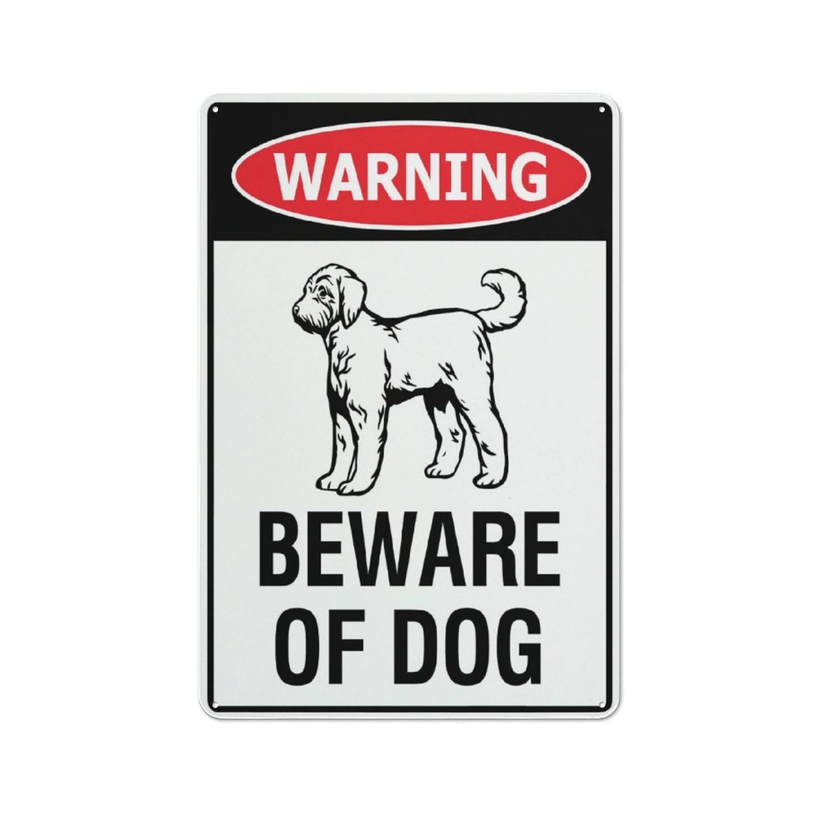 Warning - Beware Of Dog (Goldendoodle) Sign, 8x12 Inch UV-Printed Rust-Free Aluminum Yard Sign for Home, Business, Driveway Alert