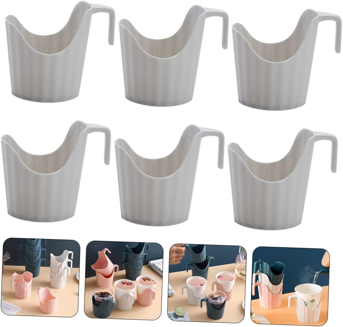 UPKOCH Anti-Scalding Cup Holder with Handle Disposable Paper Cup Carrier for Hot Drinks Coffee Sleeve Fits Most Disposable Cups 3.54X2.87X2.20 Inches Ideal for Home Office Party Use