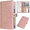 DMLuna Car Registration and Insurance Holder, Leather Vehicle Card Document Glove Box Organizer, Auto Truck Compartment Accessories for Essential Information, Driver License Cards, Glitter Rose