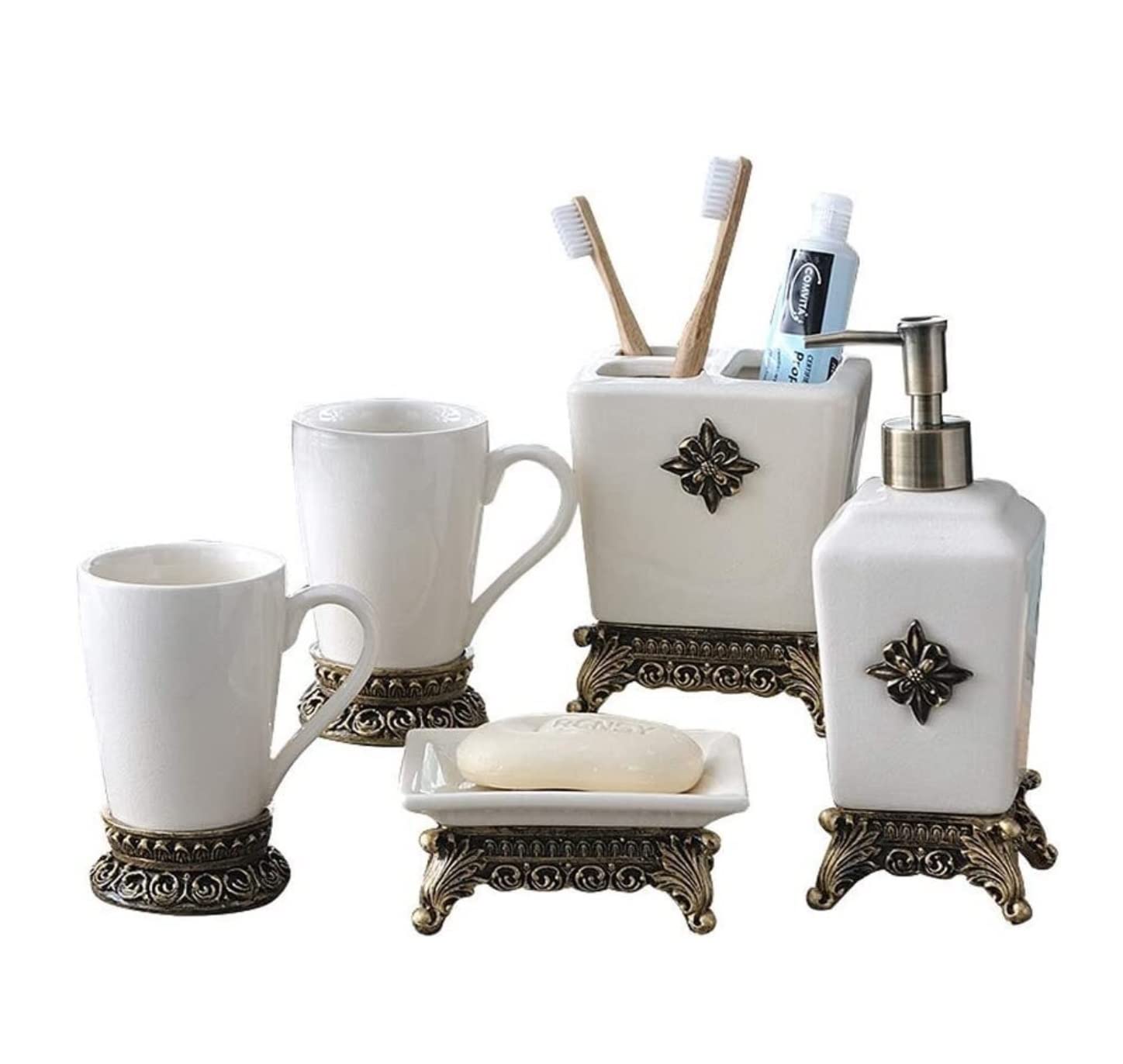 Nowoczesny Wystrój Kubkiem Zestaw 5 Akcesoriów Łazienkowych Ceramicznych Do Domu Vintage Design Kreatywna Ceramika Dekoracja