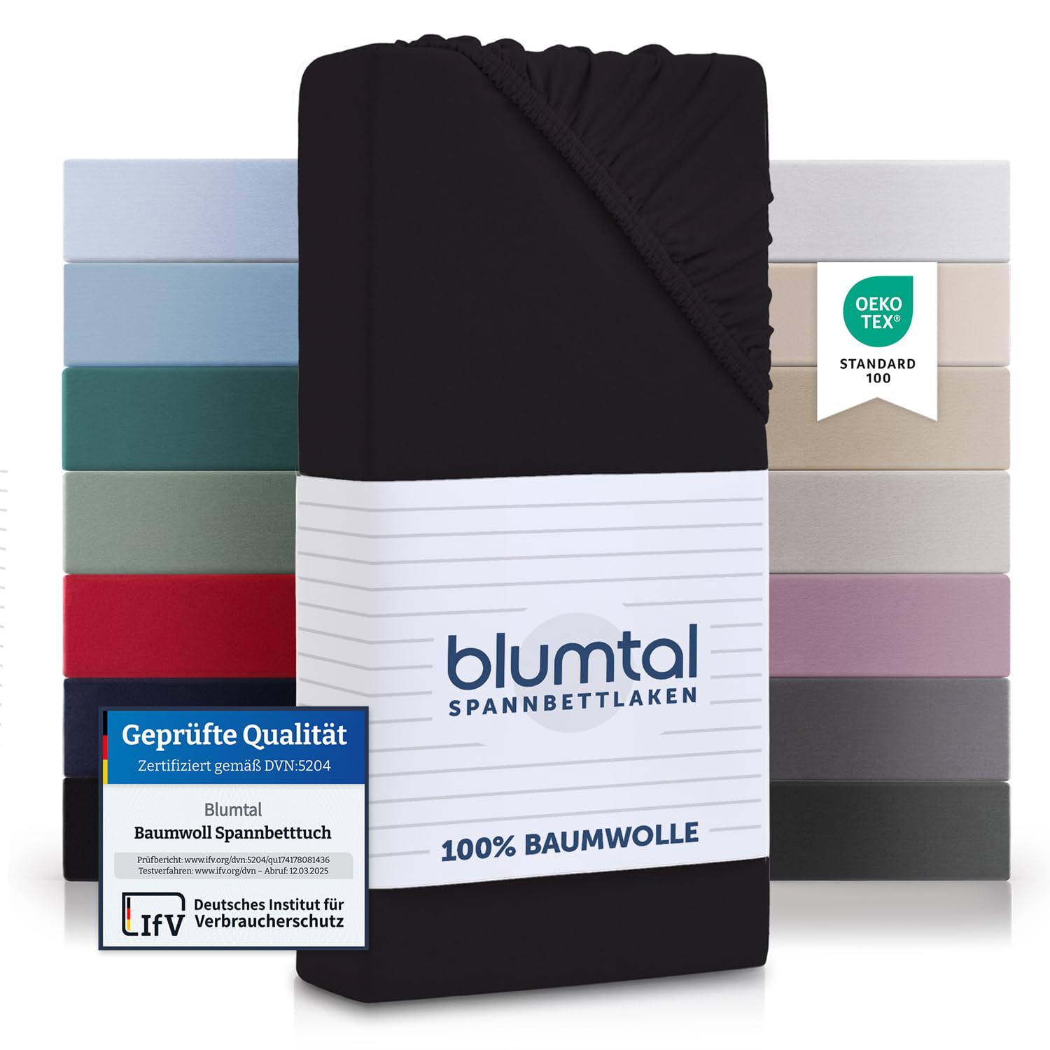 Blumtal® Basics Spannbettlaken Jersey - Bettlaken aus 100% Baumwolle - Oeko-TEX zertifiziertes Spannbettlaken