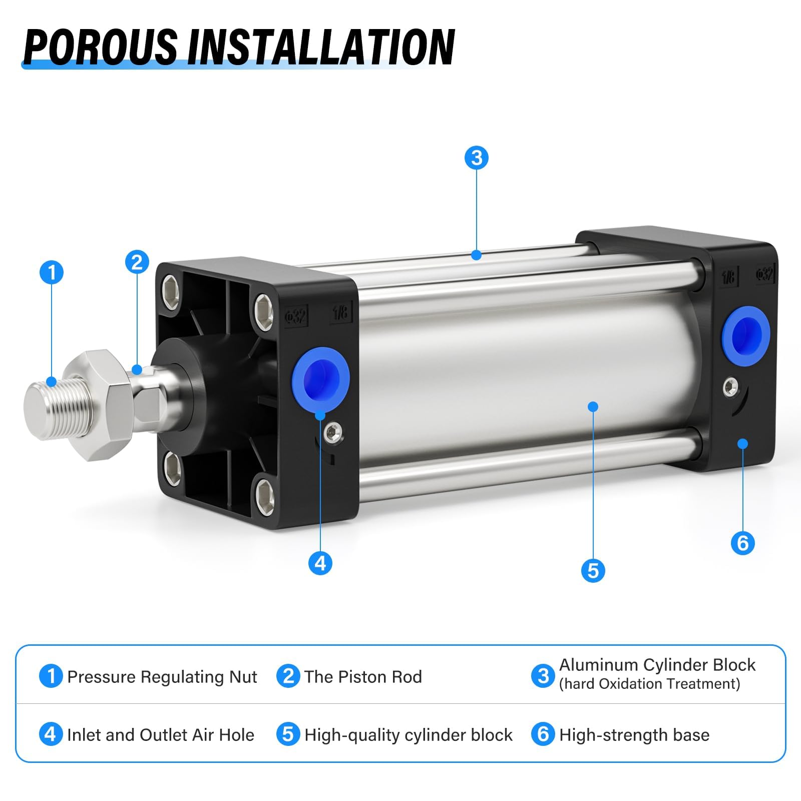 TAILONZ 63mm Bore 100mm Stroke Pneumatic Air Cylinder Double Action SC 63x100 — Amazon image 3