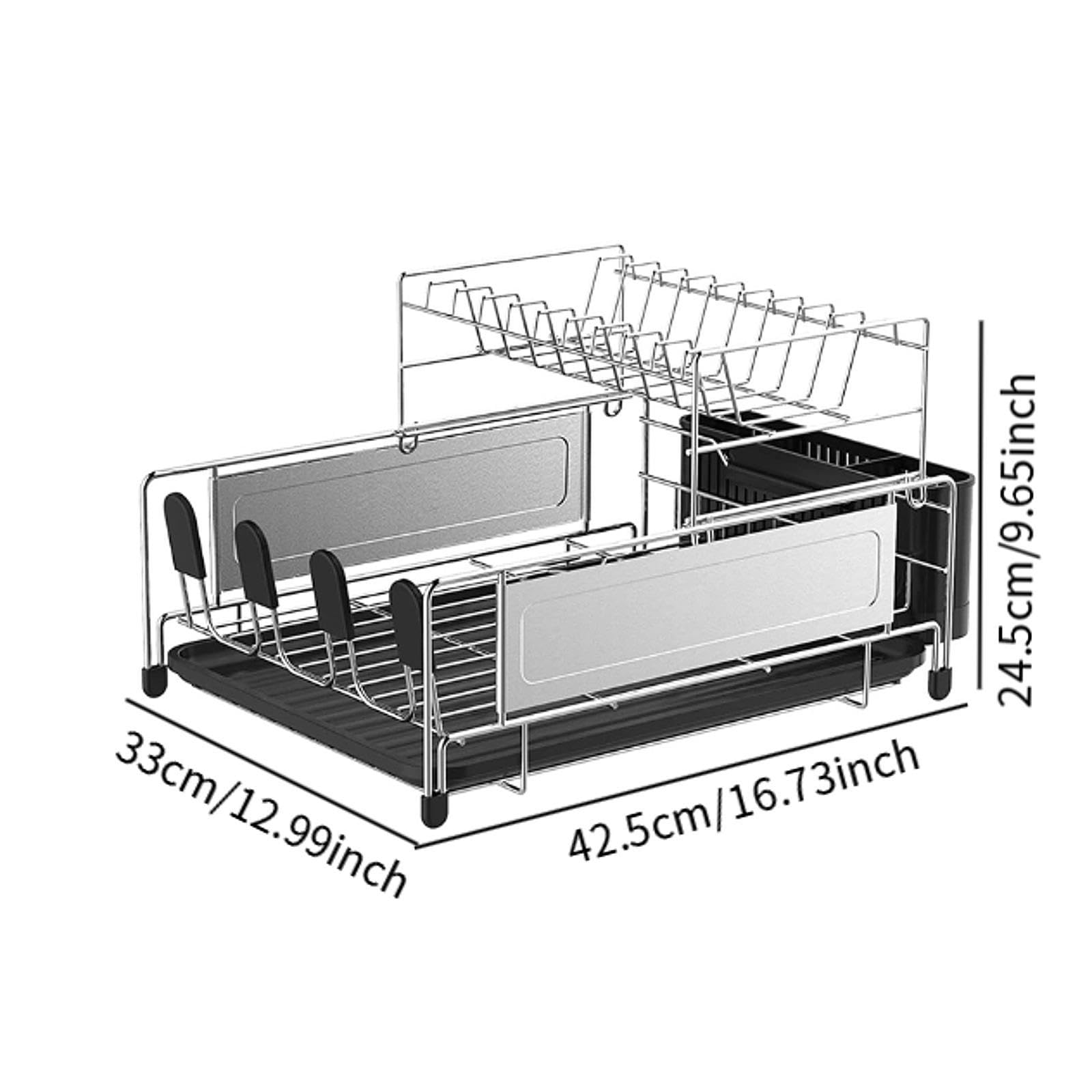 Escurridor de Platos Soporte para Vajilla Estante Portacubiertos Portavasos Base Removible Estructura de Acero Inoxidable Adecuado para Secado Utensil