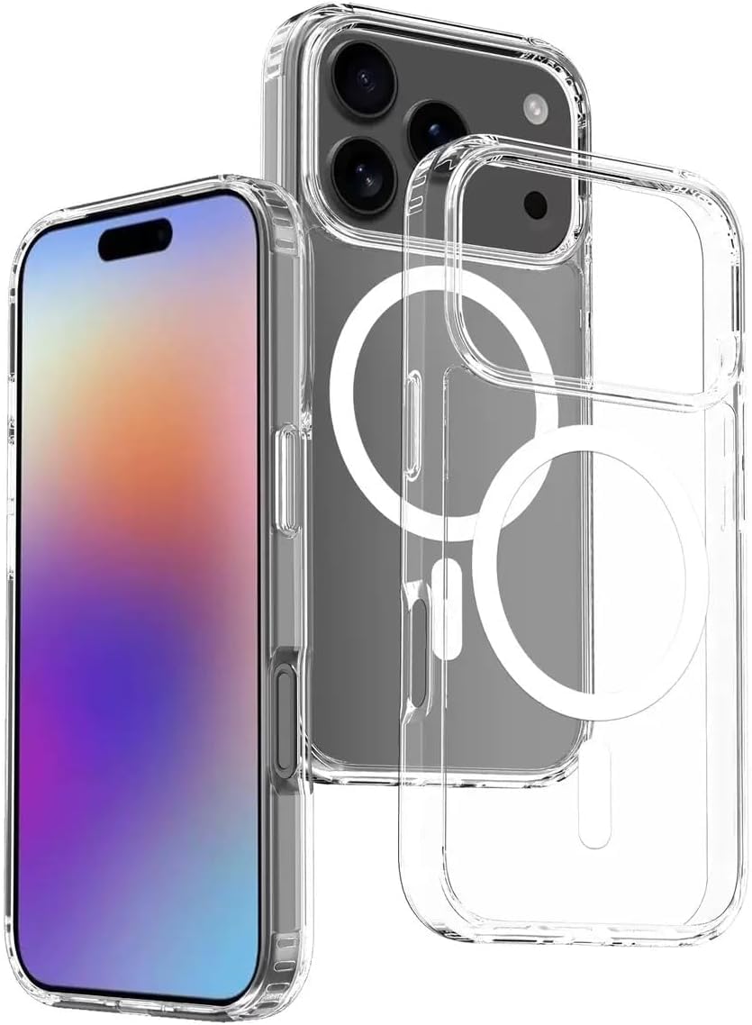 Phone Case Compatible with iPhone New 17 Pro max, Crystal Clear MagSafe Magnetic Shockproof Cover, AI Camera Button, Wireless Charging, Anti-Scratch, Raised Edge Bumper Shell