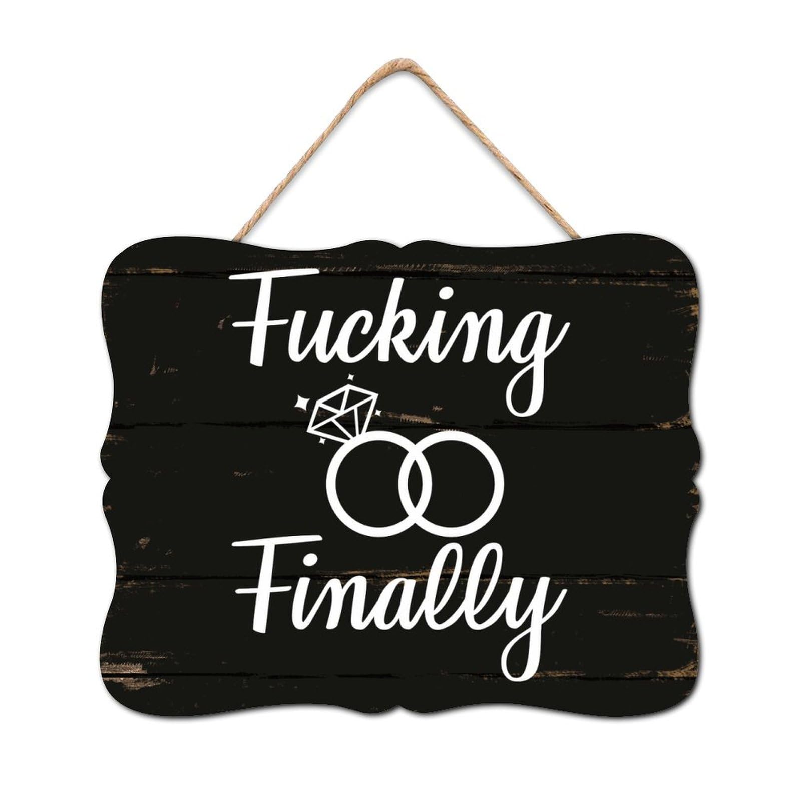 Decstic Style-7 Fucking Finally Wood Signs Vintage Wall Plaque Saying Quotes Wood Hanging Sign Home Wall Decoration For Home Bathroom Indoor Kitchen Garden Housewarming Gift 8X10in