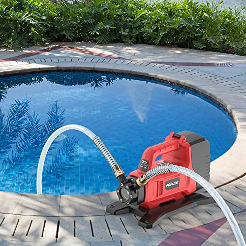 Populo Hybrid Water Transfer Pump, 120Vac/20Vdc 4.0Ah 325Gph 45Ft Portable Electric Utility Pump, Electric Cordless Water Pump For Home, Pool, Rv With 3/4" Garden Hose Thread And Suction Filter #TOP5