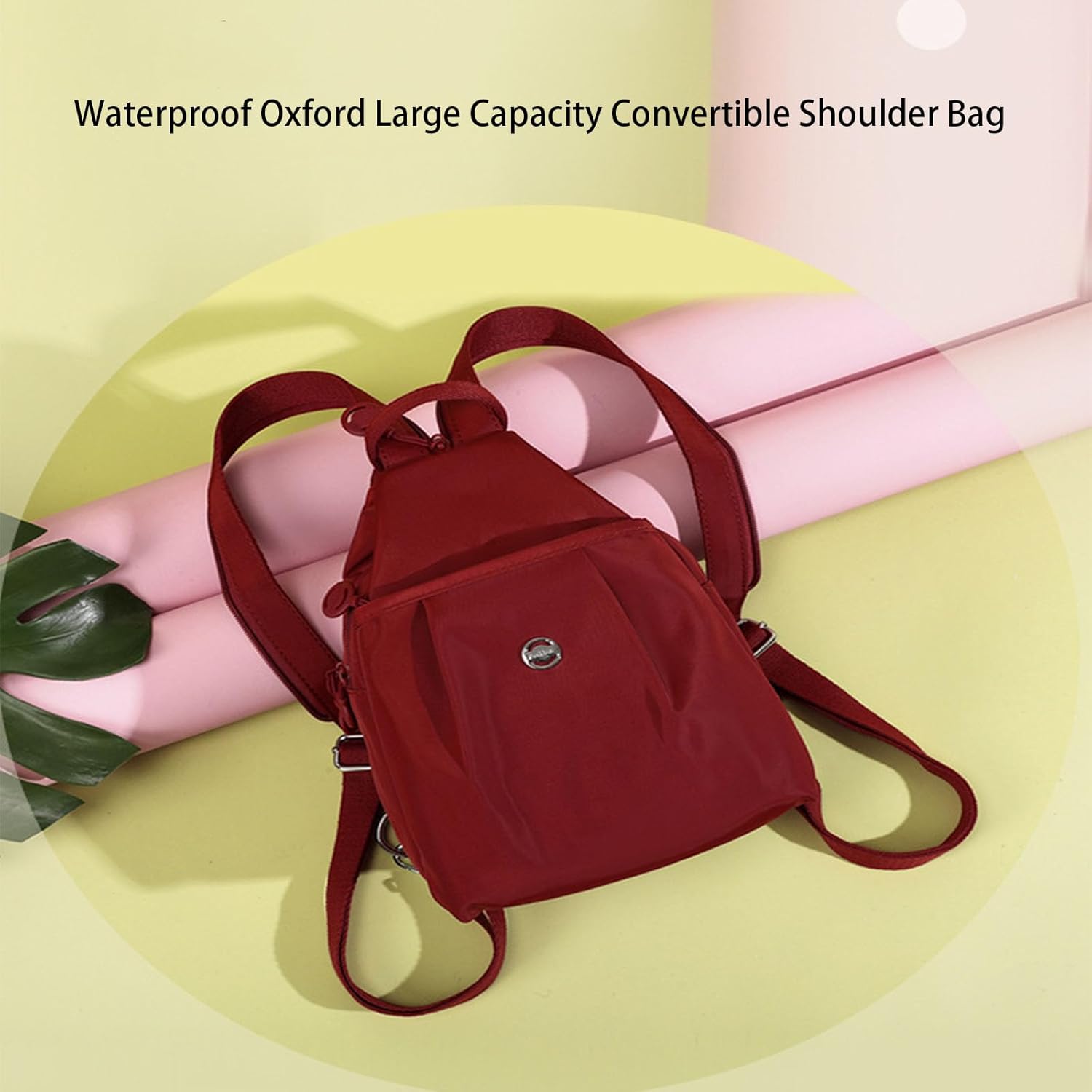 Backpack Chest Bag Double Zipper Large Capacity, Waterproof Oxford Large Capacity Convertible Shoulder Bag, Vovtva Bags (Red) - Image 6