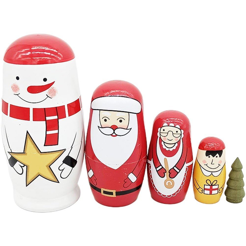 Poupées Russes de Noël en Bois pour Décorer la Table du Réveillon en Famille