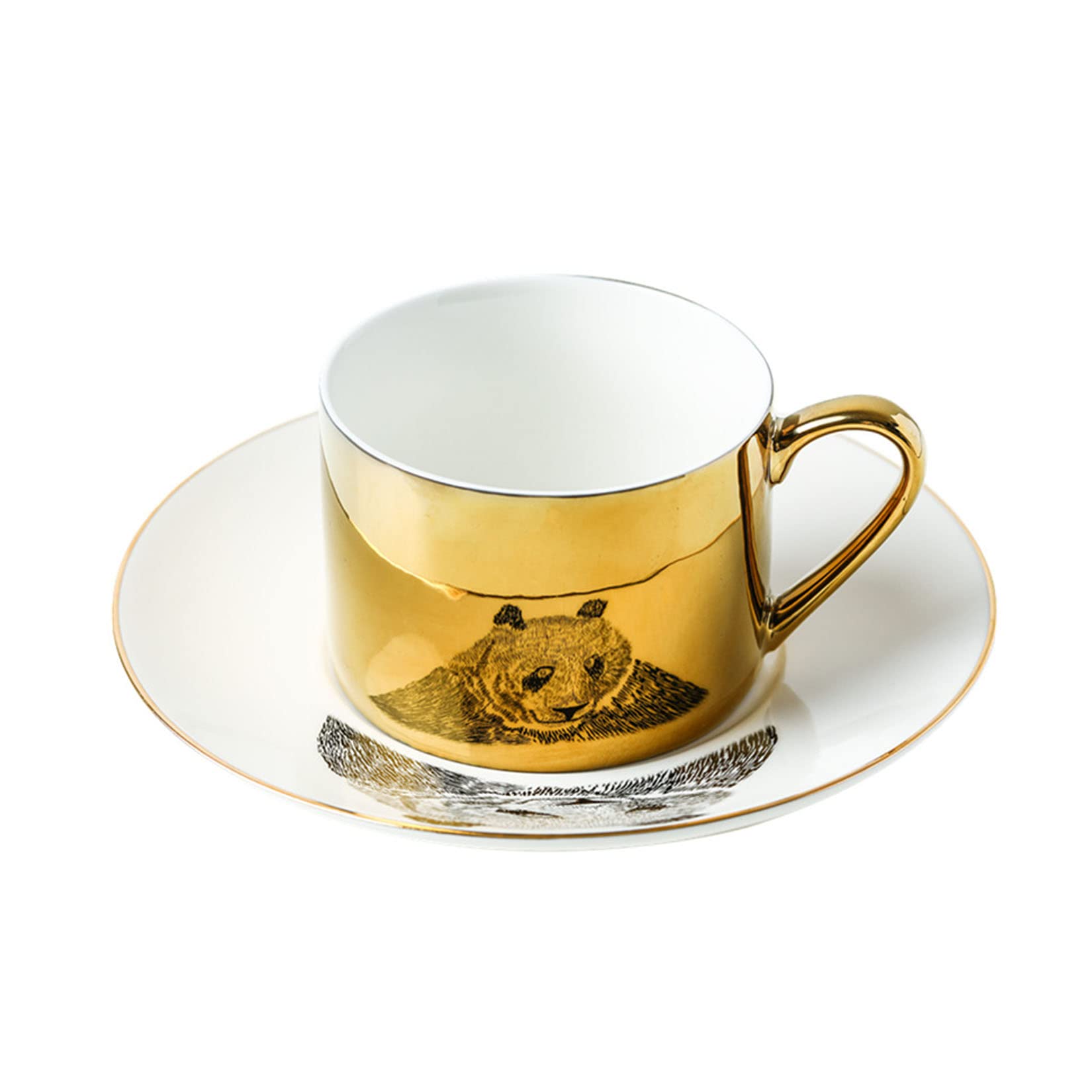 Persönliche Kaffeebecher, Espressotasse, Nachmittagstee-Tasse und Untertasse, Party-Teetassen, chinesisches Tee-Set, Mode-Büro-Kaffeetasse, Spiegel-Tierreflexions-Wasserbecher, Nachmittagstee-Keramik-