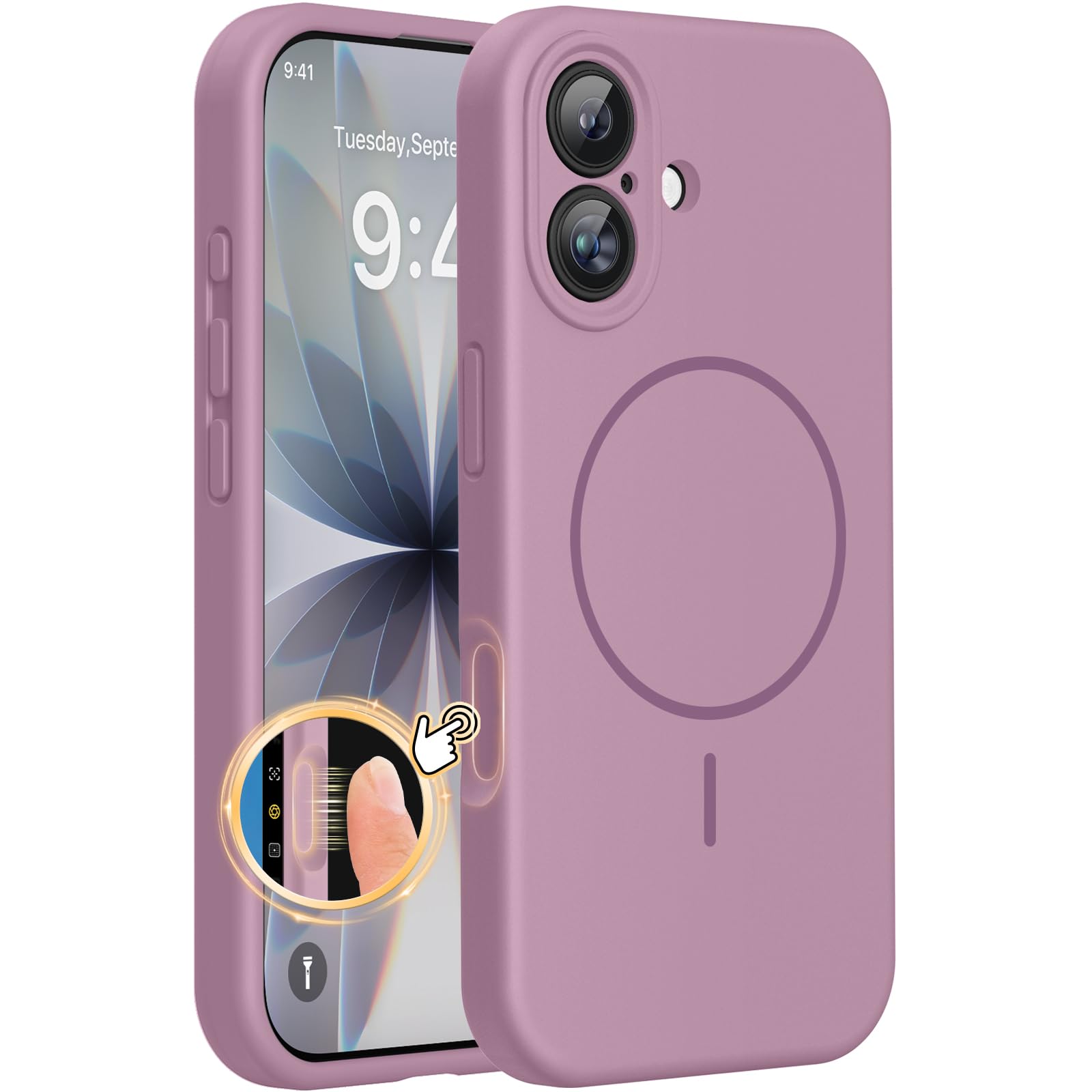 Miracase Silicone &amp; Magnetic for iPhone 17 Case, Blackcurrant