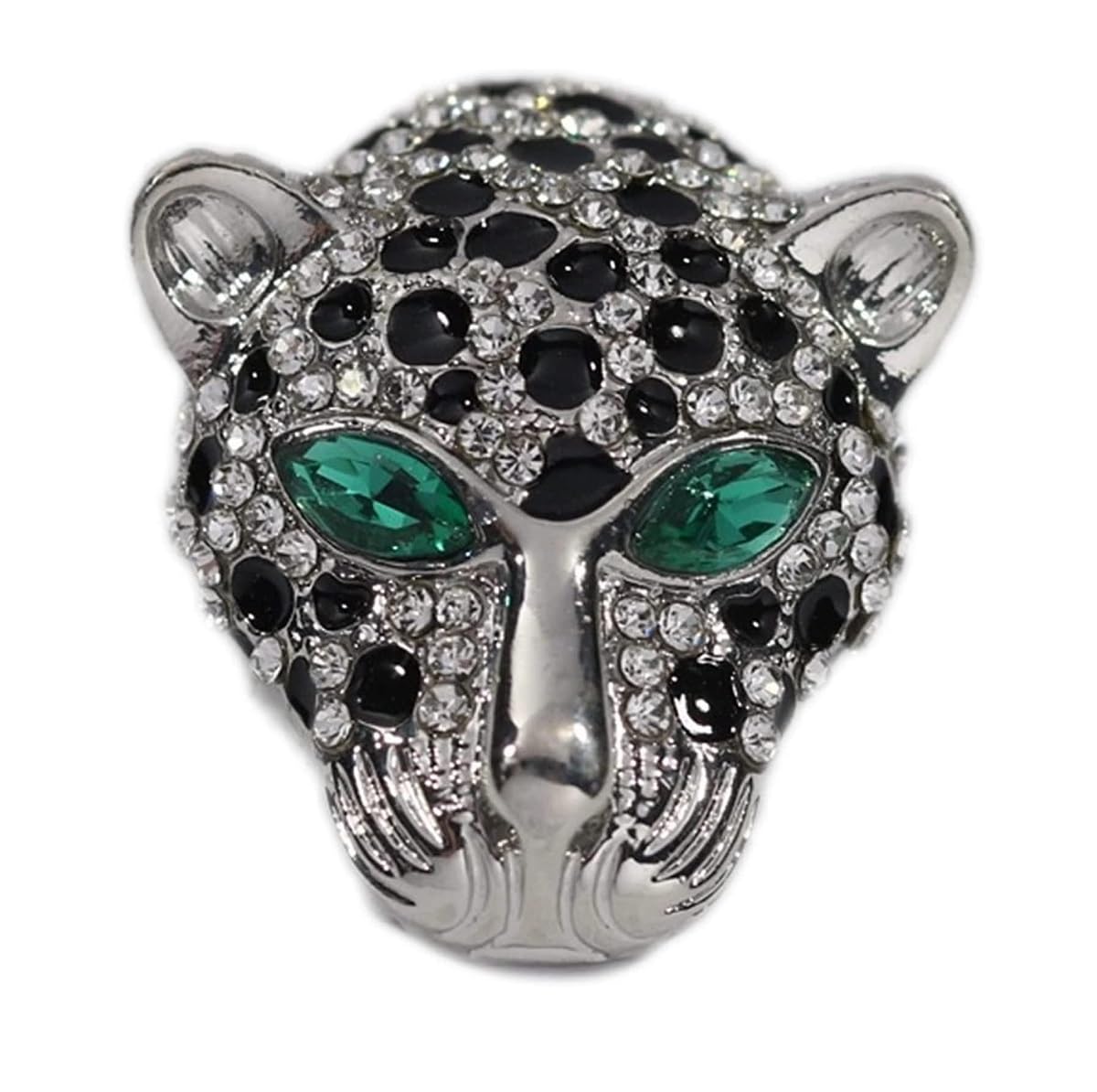 Sparkling Leopard Head Brooch – Crystal Panther Pin with Emerald Green Eyes – Silver-Tone Rhinelstone Animal Jewelry for Men and Women (4cm x 3cm)-image-15
